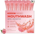Travel-Size Alcohol &amp Fluoride Free Peach Mint Mouthwash Packets 60 Individually Wrapped Portable Packs for Adults Fresh Breath Peach Mint Flavored Mouthwash for Oral Hygiene 0.63 Fl Oz Each
