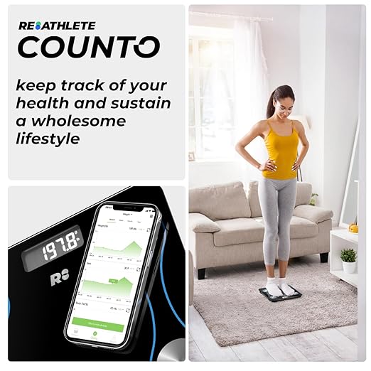 COUNTO Smart Scale- Digital Scale Measuring Body Parameters| Smart Bluetooth Body Fat Measurement Device Body Composition Monitor with Smart App| Bathroom Scales Accurate for Bmi Muscle