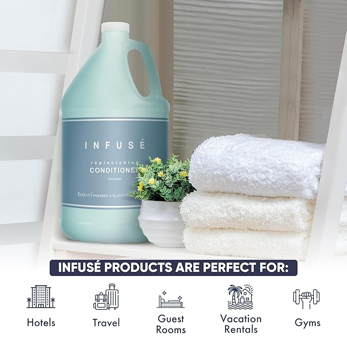 Terra Pure Infuse Hotel Conditioner | 1 Gallon | Designed to Refill Soap Dispensers (Set of 4)