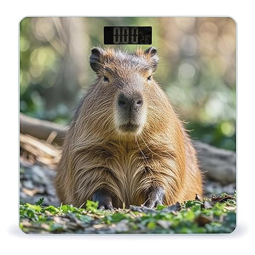 Capybara with Eyes Closed Bathroom Scale for Body Weight Bathroom Weighing Scales with Back Lit LED Display Sturdy Tempered Glass Body Weight Bathroom Scale 400lb Weighing