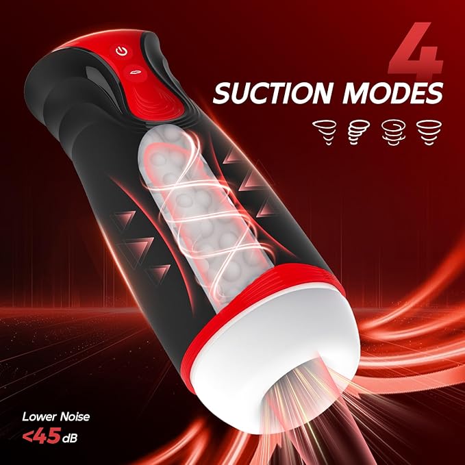 Male Masterburbatar Hands Free with 10 Viboators Massagers Sucking Modes Automatic Male Mastusbafor Tight Sleeve Hoodies Pocket Puzzy Silicone Electric Massager Machine PWO03 (red)