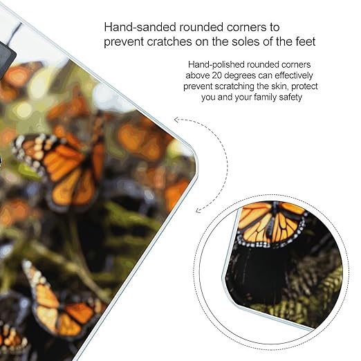 Heaps of Orange Monarch Butterflies Weight Scale Large Bathroom Scales Digital Weight with Bright LED Display Non Slip Automatic Weighing Scale Fashion Weighing Machine for Body