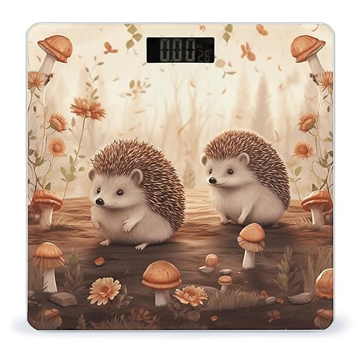 Digital Bathroom Scale for Body Weight Scale with Bright LCD Display High Accuracy Step-On Technology Auto On/Off Nature Lovely Hedgehog Lovers Digital Scales 400 Lbs /180kg