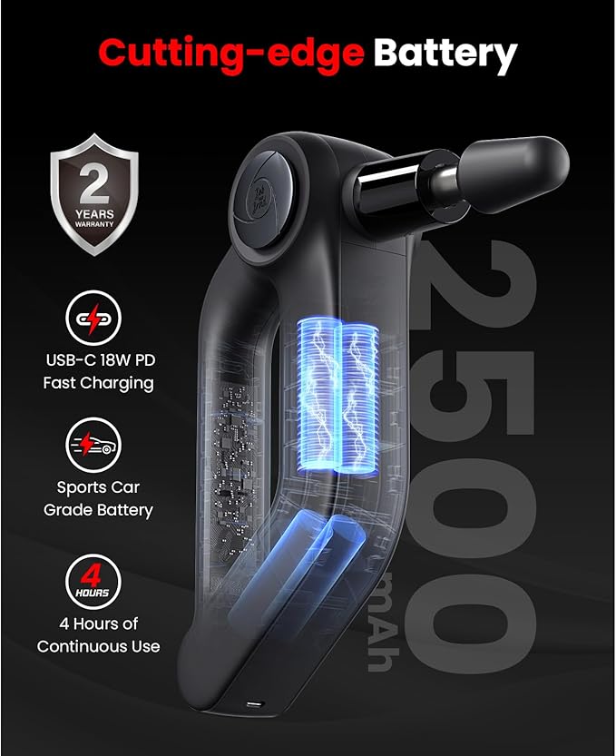 BOB AND BRAD D5 Ultra Massage Gun with Red Light Infrared Heat Head FSA-HSA Eligible 13mm Deep Tissue Percussion Muscle Massager Ergonomic D-Handle for Effortless Pain Relief &amp Athlete Recovery