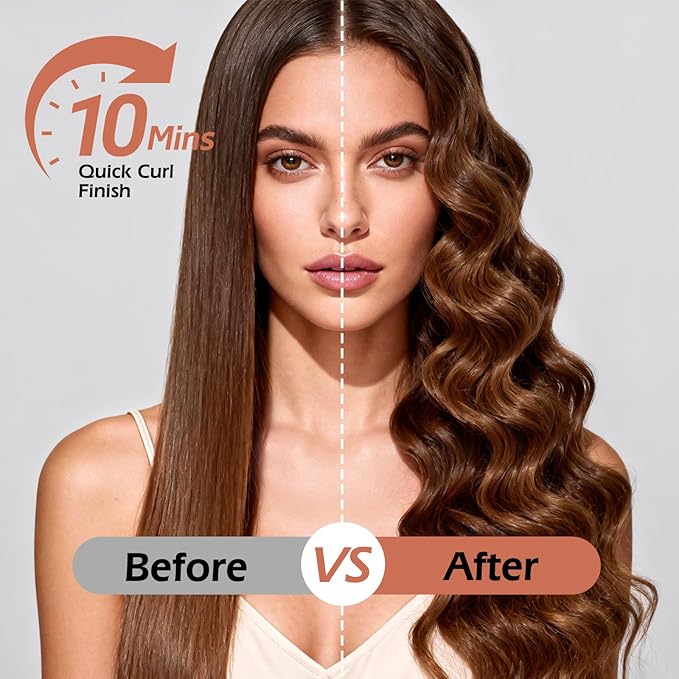 KIMUSE Automatic Rotating Curling Iron 1.25 Inch - 4 Temp Fast Heating 2-Way Rotation Anti-Scald &amp Tangle-Free 30Min Auto Shut-Off Dual Voltage for Travel for All Hair Types &amp Beginners