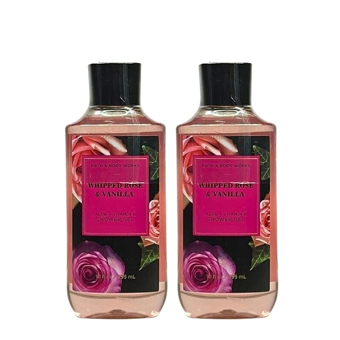 Bath &amp Body Works Shower Gel Gift Set of 2 10oz Each (Whipped Rose Vanilla)
