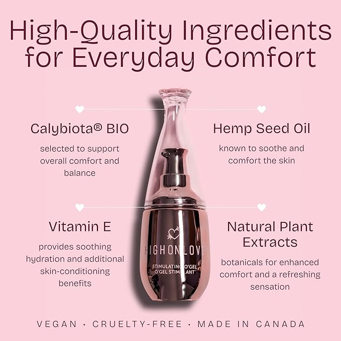 High On Love O Gel - Feminine Care Personal Gel Moisturizer for Women - An All Natural Water Based Gentle Formula for Dryness Relief - Vegan &amp Cruelty Free (30ml)