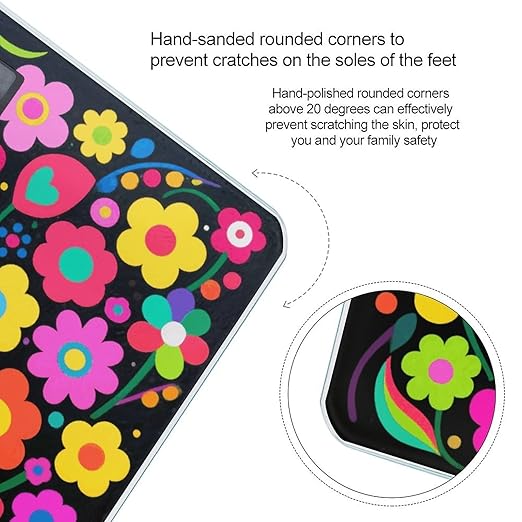 Abstract Flower Pattern Scale for Body Weight Sturdy Tempered Glass Weighing Scales with LCD Display Accurate Digital Bathroom Scale Convenient Body Fat Smart Scales Easy Read