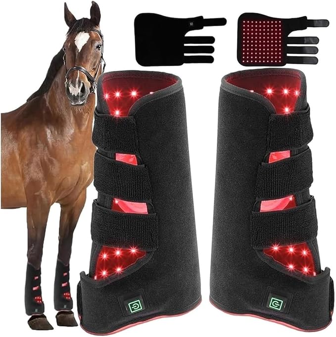 LED Red Light Therapy Device for Horse Leg Pain 850nm Infrared 660nm LED Light Therapy Device Light Therapy Wrap for Horse Muscle Recovery Horse Leg Pain(Left+Right)