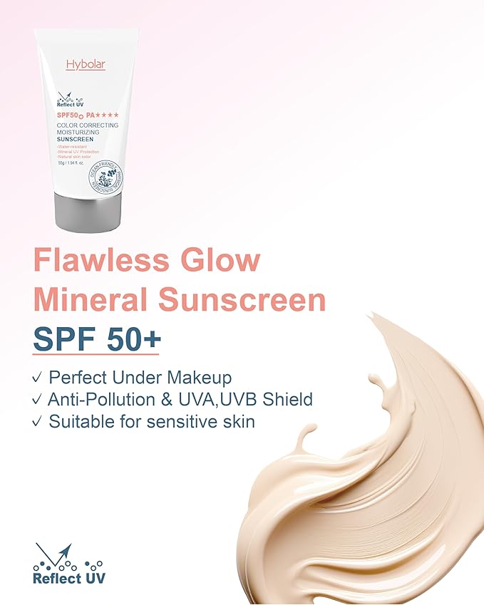 Tinted Mineral Face Sunscreen SPF 50 Broad Spectrum Non-Comedogenic with Vitamin C Skin Moisturizer for Sensitive Skin &amp Kids