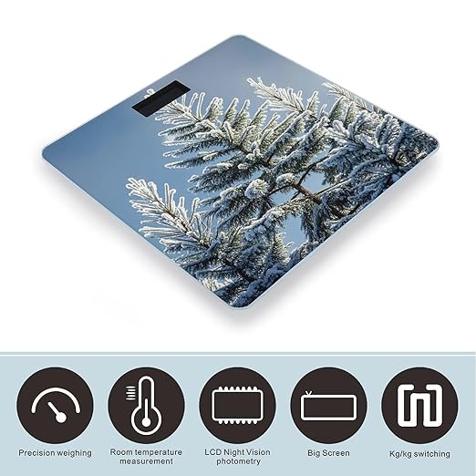 Frost in Winter Scale for Body Weight Highly Accurate Digital Bathroom Body Scale Digital Bathroom Scales for People Anti-Slip Large LCD Display Smart Scales