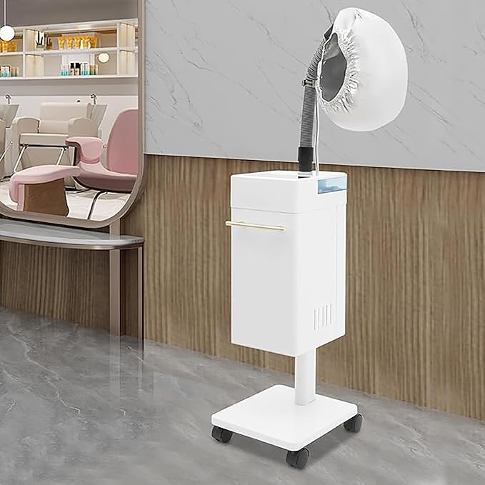 Professional Ionic Hair Steamer Machine – Vertical Salon Steamer w/Wheels for Hair &amp Scalp Care Perms Color Processing(Milk)