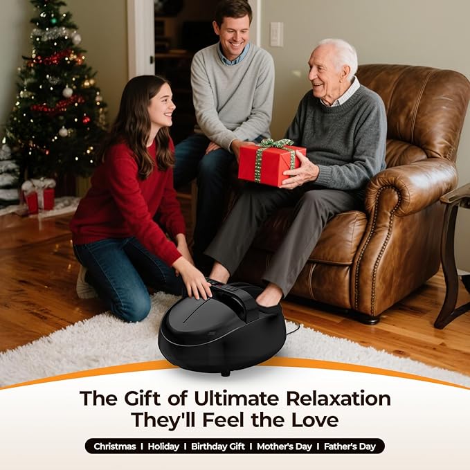 Foot Massager with Heat - Shiatsu Kneading Rolling 5 Massage Modes with 9 Adjustable Intensity Fits Up to Size 13 Home Office Relaxation Gift for Women and Man