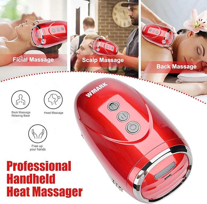 Professional Haircut Massager/Cordless Handheld Massager Vibration Neck/Legs/Hands/face Massager 2 Massage nodes 2600AMH (Red)