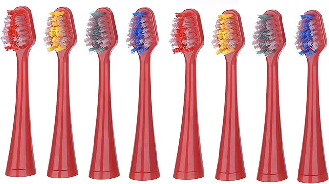 Pursonic 8 Pack Replacement Brush Heads RED