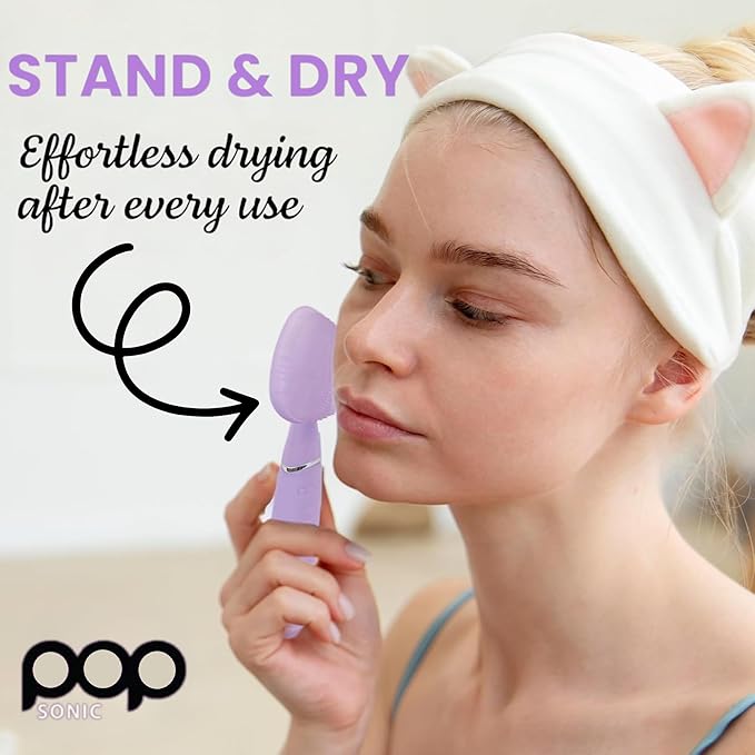 Clover Facial Cleansing Device Lavender Silicone Facial Cleaner &amp Exfoliator w/ 8000 Vibrations Per Minute 5 Speeds USB Rechargeable Face Cleaning Scrubber &amp Skincare Tool with Case