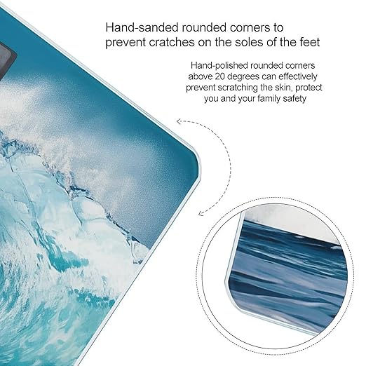 Ocean Wave3 Weight ScaleClear LED Display Bathroom Digital Weighing ScaleTempered Glass Digital Bathroom Scale for Body Weight Capacity Up to 400 Lbs