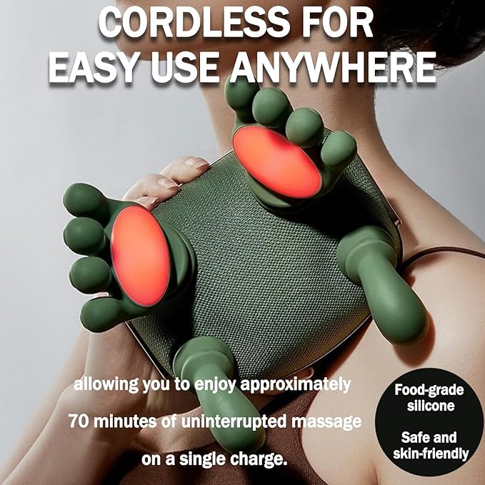 Neck Massager with Fingers - 2026 Neck Massager with HeatWireless Design Lightweight Solution with Heating Function (Green)