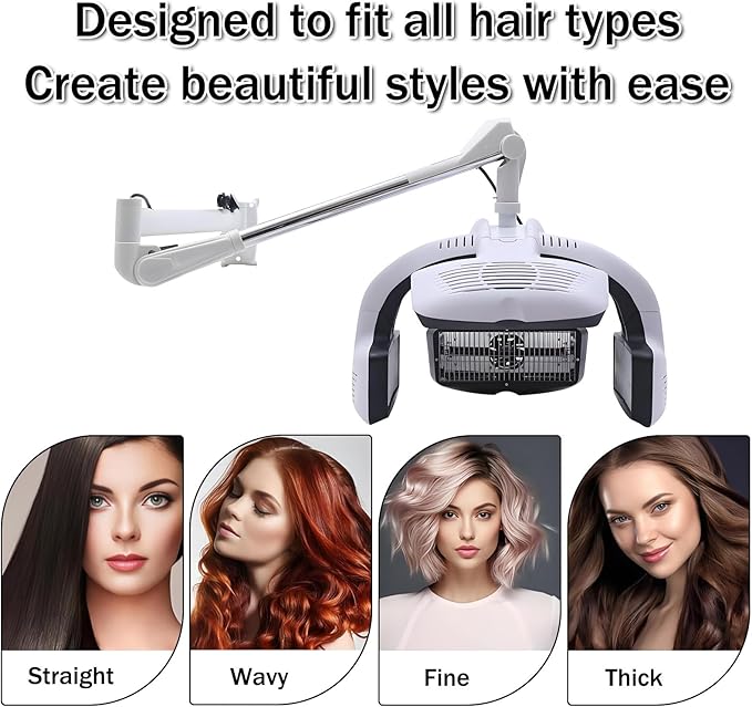 1500W Professional Hair Dryer Wall Mount 3 in 1 Drying Perming Machine with Swing Arm 5 Heating Discs for Barber Shops Beauty Salons and Home Use Hanging