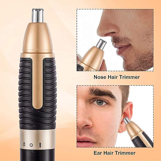 Nose Hair Trimmer Ear and Nose Trimmer Electric Professional Eyebrow Trimmer Nose Hair Remover with Removable Cutter Head for Men and Women Battery Powered(Gold)