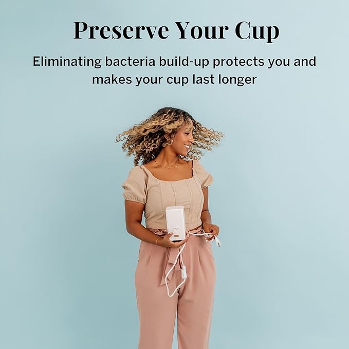 Pixie Menstrual Cups with Sterilizer - The Most Comfortable Soft Reusable Period Cup - Kills 99.9% of Germs with Clean Steam - Wash Your Cup in 3 Minutes! - Compact Sanitizer Kit for Feminine Care