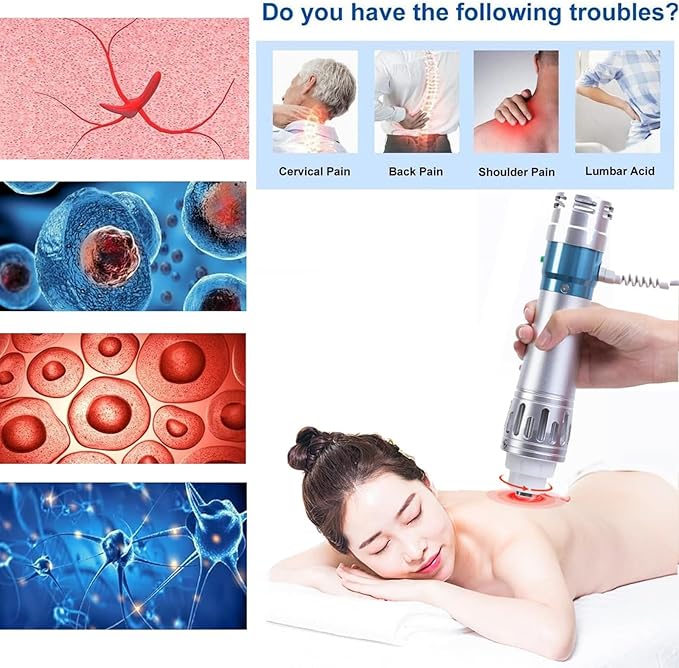 Shock Wave Machine Shockwave Therapy Instrument 7 Massage Heads Meet Various Needs Adjustment Massage Intensity Deep Tissue Massager for Back Shoulder Waist