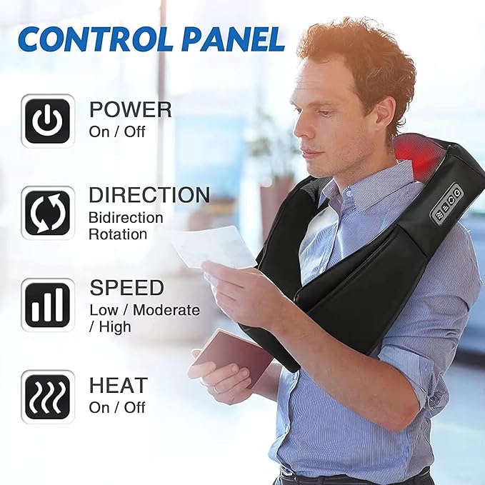 Neck Massager with Heat Shiatsu Back Neck and Shoulder Massager Deep Tissue 3D Kneading Massage Use at Home Office Car- Best Gifts for Women Men Mom Dad