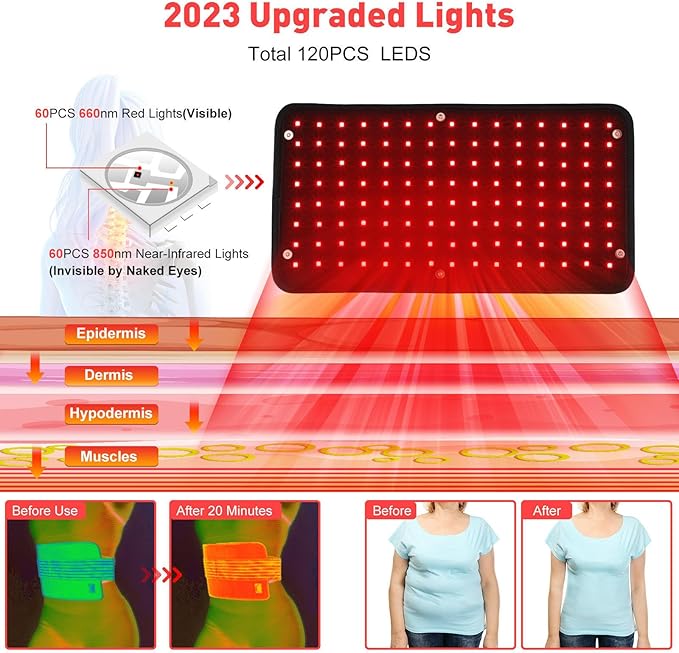 Red Light Therapy Belt for Pain Relief Infrared Light Therapy for Body Wearable Wrap with Timer for Back Shoulder Waist Muscle Pain ReliefReduce Inflammation and Joint Pain