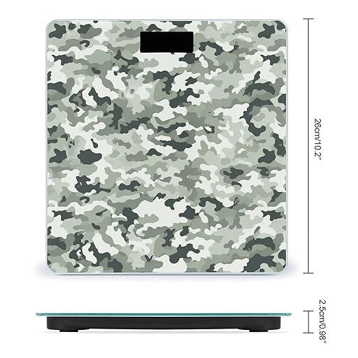 White Camouflage Digital Bathroom Scale for Body Weight Weighing Scale with Backlit LCD Display High Precision Measurements &amp Measures Weight Up to 180kg