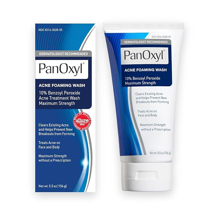 Vanicream Gentle Body Wash and PanOxyl 10% Benzoyl Peroxide Acne Foaming Face Wash Bundle