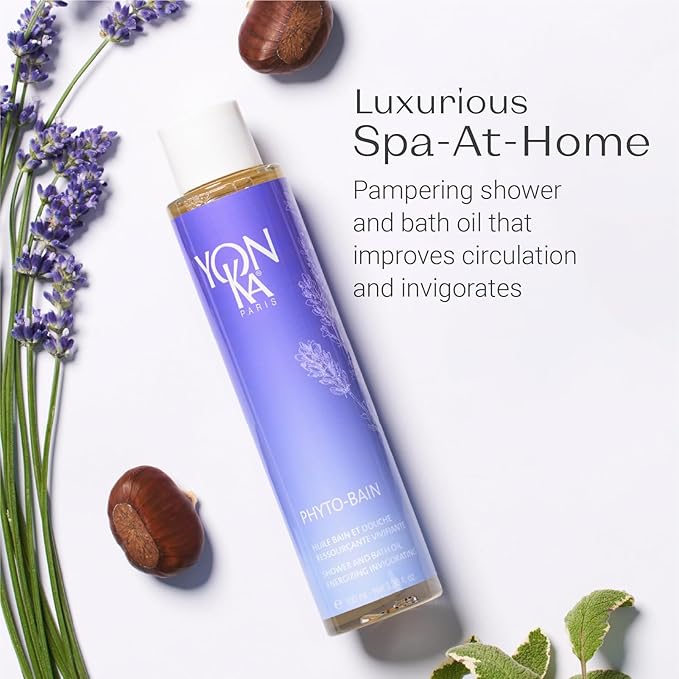 Yon-Ka French Lavender Bath Oil | Phyto Bain Relaxing and Toning Aromatherapy Oil for Dry Skin | Boosts Microcirculation for Wellness | Luxurious Provence Lavender and Rosemary | 3.38 fl oz