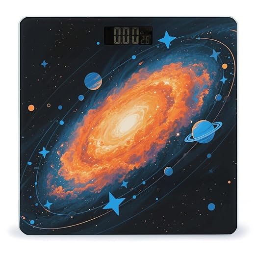 Galaxy Spiral Nebula Scale for Body Weight Sturdy Tempered Glass Weighing Scales with LCD Display Accurate Digital Bathroom Scale Convenient Body Fat Smart Scales Easy Read
