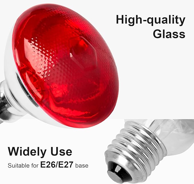 Infrared Bulb Heat Lamp Red Light Therapy Heat Bulbs Infrared Light Bulb for Body Suitable for E26/E27 Socket