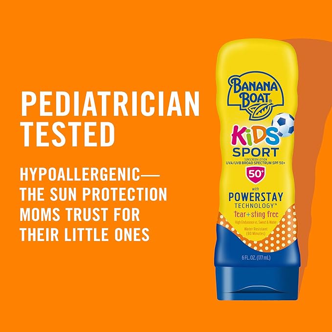 Banana Boat Sport Kids Sunscreen Lotion SPF 50 Bundle | Lotion Sunscreen for Kids Childrens Sunblock SPF 50 Sting Free Tear Free Broad Spectrum 6oz each (6 Twin Packs 12ct Total)