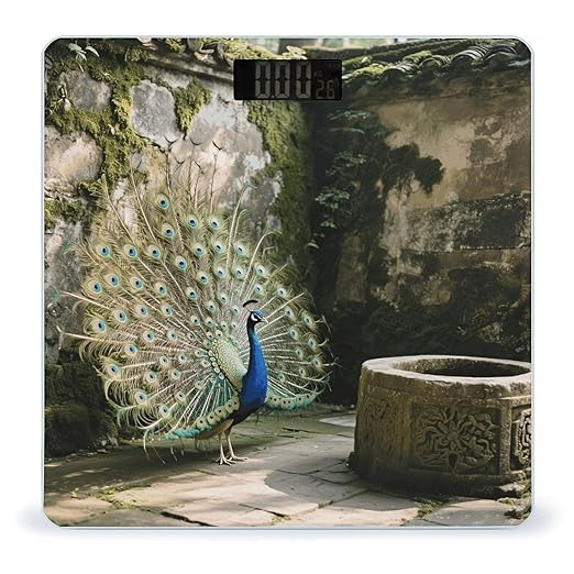 Cute Peacock Weight Scale Large Bathroom Scales Digital Weight with Bright LED Display Non Slip Automatic Weighing Scale Fashion Weighing Machine for Body