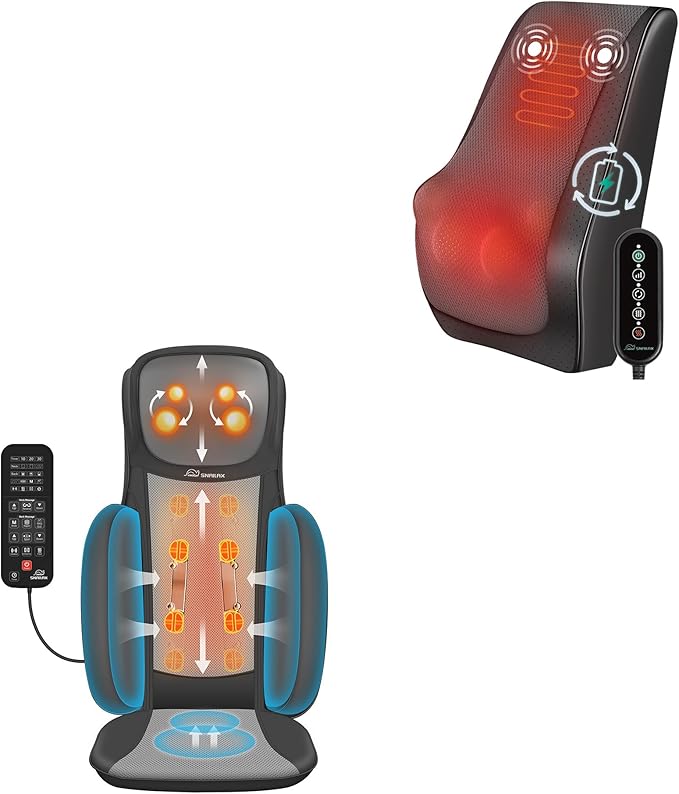 Snailax Chair Massager Cushion and Back Massager Bundle