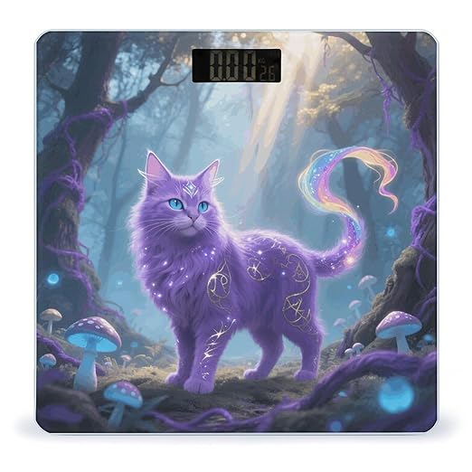 Fantasy Cat Weight Scale Cute Bathroom Scale for Body Highly Accurate Digital Weighing Machine for People Compact LCD Display Scales with Sturdy Toughened Glass Scales