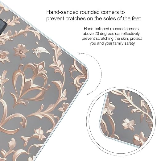 Rose Gold Wallpaper Bathroom Scale for Body Weight Bathroom Digital Electronic Weighing Scale with Back Lit LED Display Sturdy Tempered Glass Weight Watchers Scales 400lb