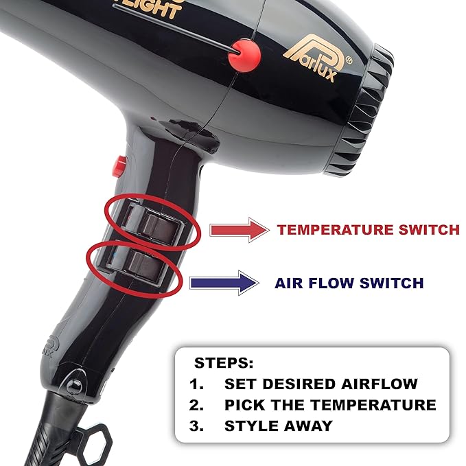 Parlux 385 Powerlight Ionic &amp Ceramic Silver Hair Dryer + M Hair Designs Metal Mesh Diffuser (Bundle) – Lightweight Fast-Drying Frizz-Control Blow Dryer for Salon-Quality Styling