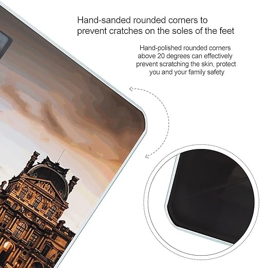Louvre Museum in Paris Scale for Body Weight High Precision Digital Weight Scales with LCD Display Anti-Slip Sturdy Slim Tempered Glass Bathroom Scale for Home Use