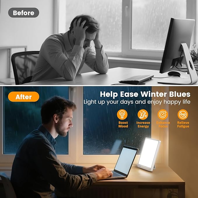 10000 Lux Light Therapy Lamp - Full Spectrum Therapy Light 3 Color Temperature &amp Wall Mount Therapy Lamp Portable Daylight Lamp for Home &amp Office Memory Function &amp Touch Control.