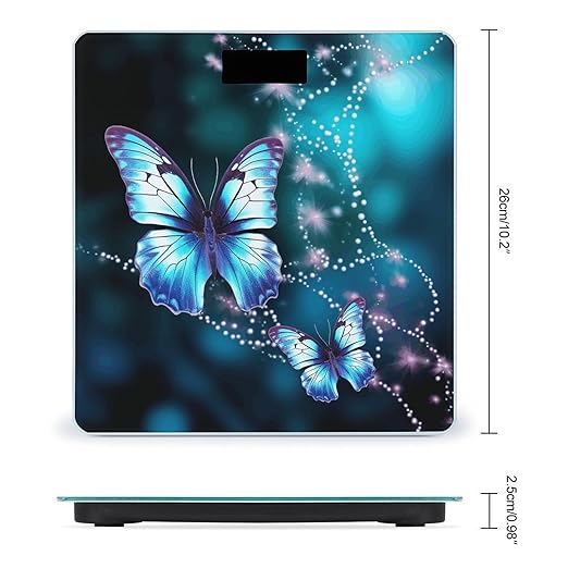 Beautiful Butterfly Bathroom Scale Large LCD Backlight Display Digital Scale Rounded Corners Body Scales Automatic Power On/Off Bathroom Scales for Home Bedrooms