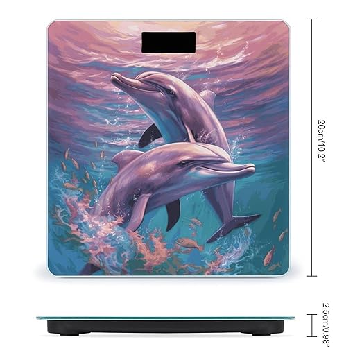 Digital Bathroom Scale for Body Weight Scale with Bright LCD Display High Accuracy Step-On Technology Auto On/Off Dolphins Art Digital Scales 400 Lbs /180kg