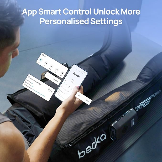 beoka Leg Massager for Circulation and Pain Relief Cordless Air Compression Boots with 5 Modes 15 Intensities for Athletes Runners and Travelers Leg Recovery System-M
