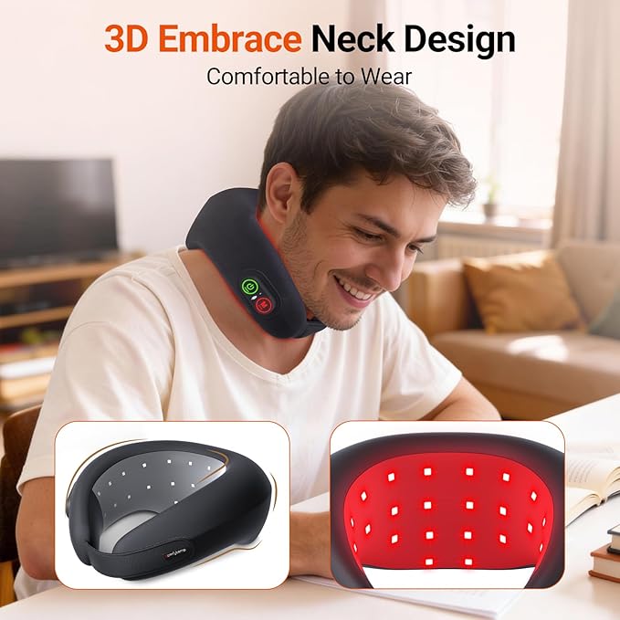 Comfytemp Cordless Red Light Therapy for Neck Wearable Near Infrared Light Therapy Neck Wrap Portable Light Wrap for Travel Home Office Use 5W 660nm &amp 850nm