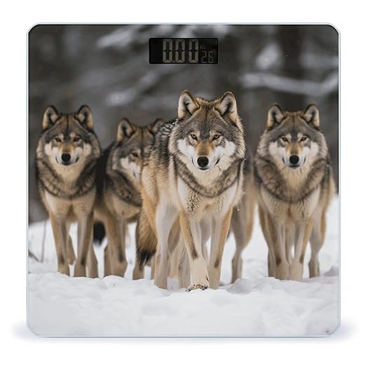 Pack of Wolves Weight Scale Large Bathroom Scales Digital Weight with Bright LED Display Non Slip Automatic Weighing Scale Fashion Weighing Machine for Body