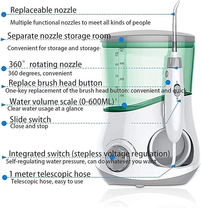 Portable Water Flosser Smart Timer Oral Irrigator Electric Teeth Cleaner Multi-Function for Home and Travel