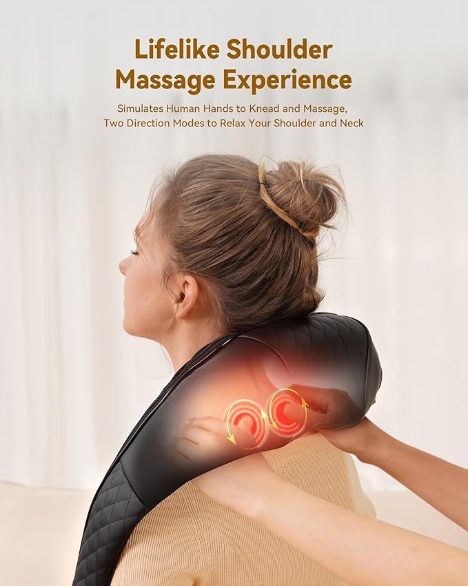 KNQZE Shiatsu Neck and Shoulder Massager with Heat 3-in-1 Shiatsu Back Massager with Heat &amp Lumbar Support