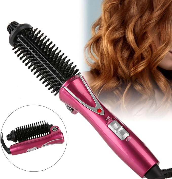 Milltrip Electric Hair Curler Comb Brush - Portable Folding Hair Curler Tool with &amp Tourmaline Ceramic 360° Rotating Cord Anti Scald Design for Safe Styling 100-240V (Wine Red) (US Plug)