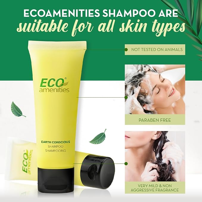 ECO amenities Travel Shampoo Tubes - Hotel Shampoo Supply - TSA-Approved Travel Essentials - 1 fl oz Pack of 200 Clear Flip-Cap Tubes Green Fragrance